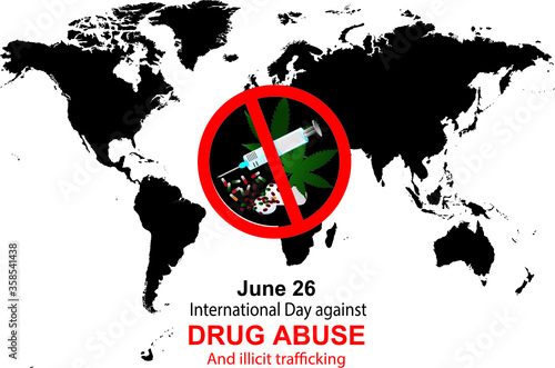 Vector Illustration of International Day against DRUG ABUSE and illicit trafficking