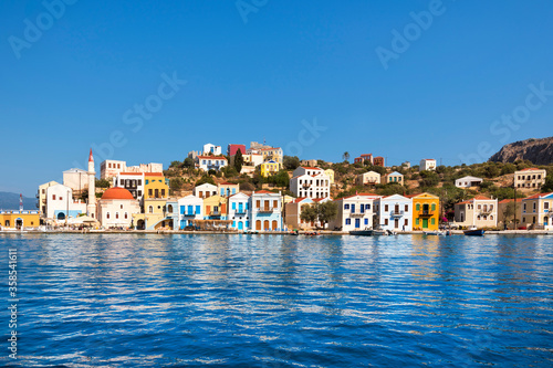 Partial view of the picturesque village of Kastelorizo, the only village of Kastelorizo (or "Meghisti") island, Dodecanese, Greece. Kastelorizo is the most remote of all Greek islands
