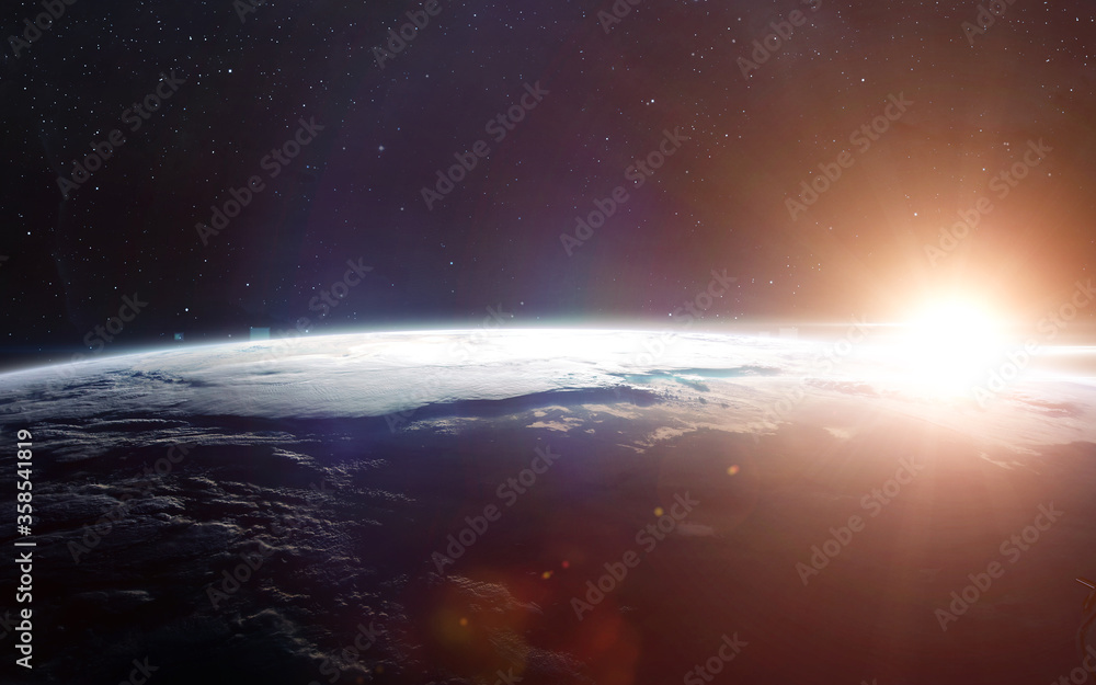 View of earth from space. Science 3D illustration of space. Elements furnished by Nasa