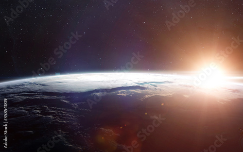 Fototapeta Naklejka Na Ścianę i Meble -  View of earth from space. Science 3D illustration of space. Elements furnished by Nasa