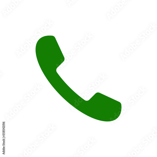 Green phone icon. Call application symbol collection. Flat interface logo. Simple shape telephone button sign. Isolated on white background. Vector illustration image.