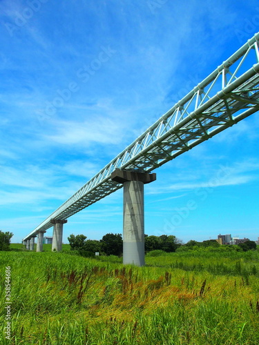 初夏のガス導管のある江戸川河川敷風景 © smtd3