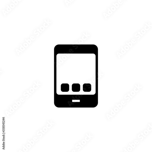 Smartphone icon in black flat glyph, filled style isolated on white background