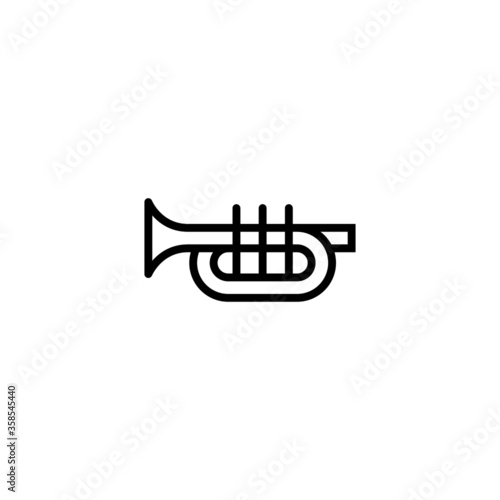 Trumpet Icon in black line style icon, style isolated on white background