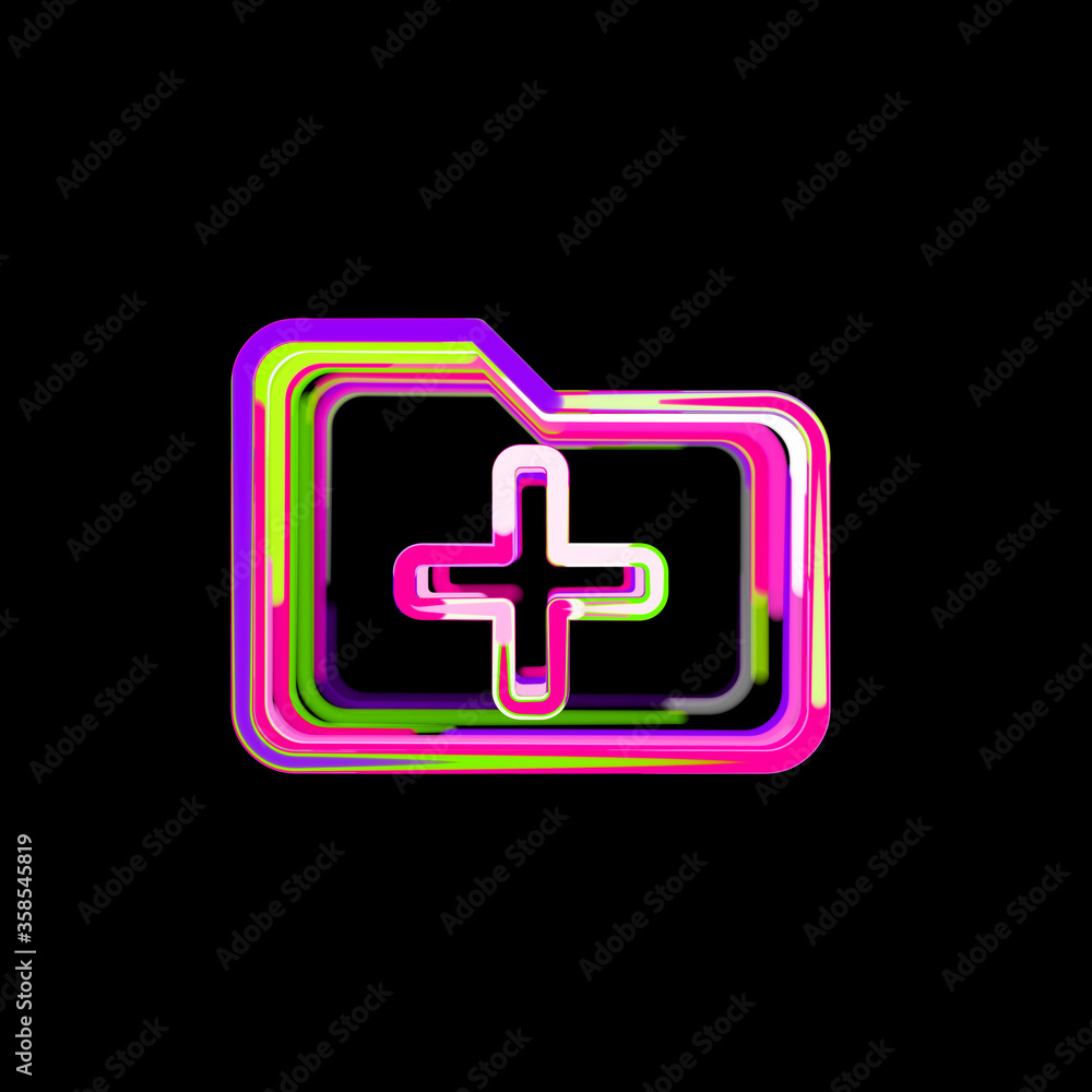 Symbol folder plus from multi-colored circles and stripes. UFO Green, Purple, Pink Symbol folder plus from multi-colored circles and stripes. UFO Green, Purple, Pink