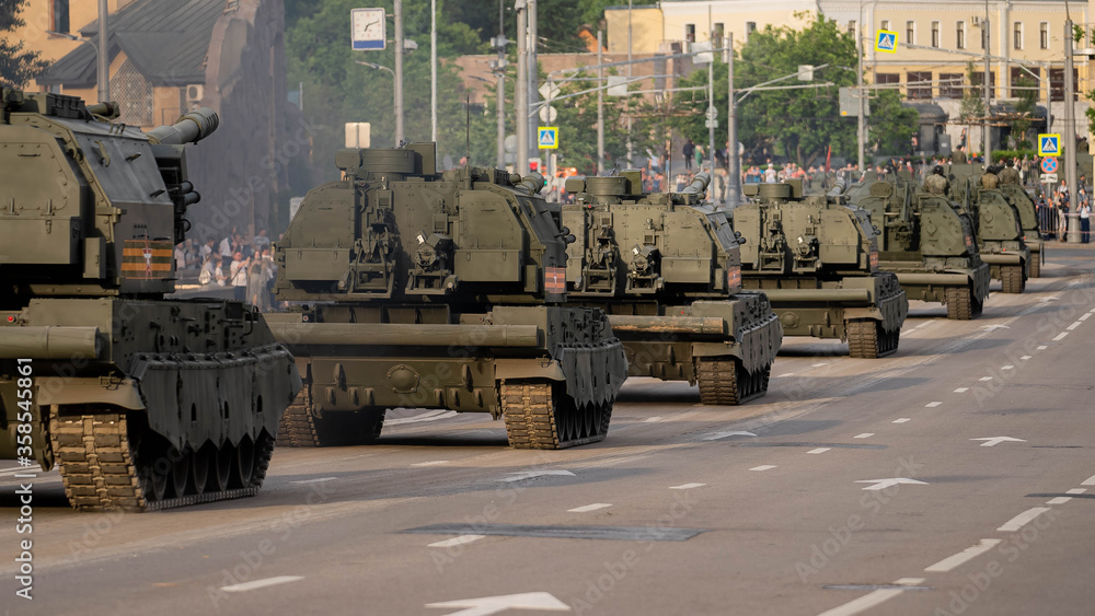 military equipment during a rehearsal of the victory parade. 75 years military equipment during a rehearsal of the victory parade. 75 years