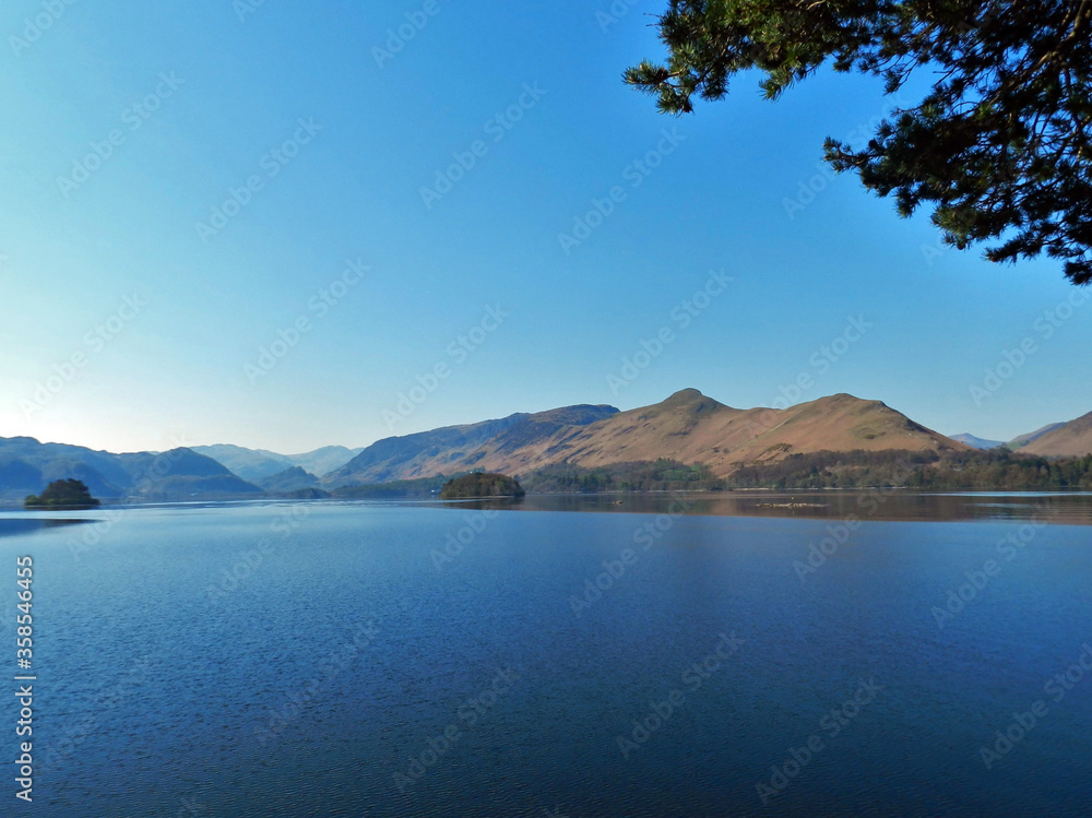 landscape view of Derwent Water in the Lake District, Cumbria