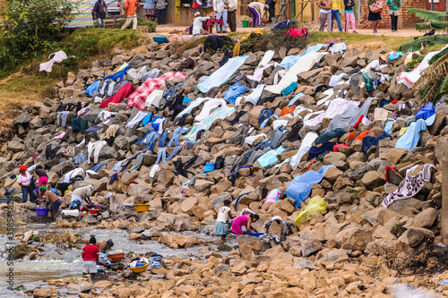 It's Clothes of the people of Madagascar get dry on the stones