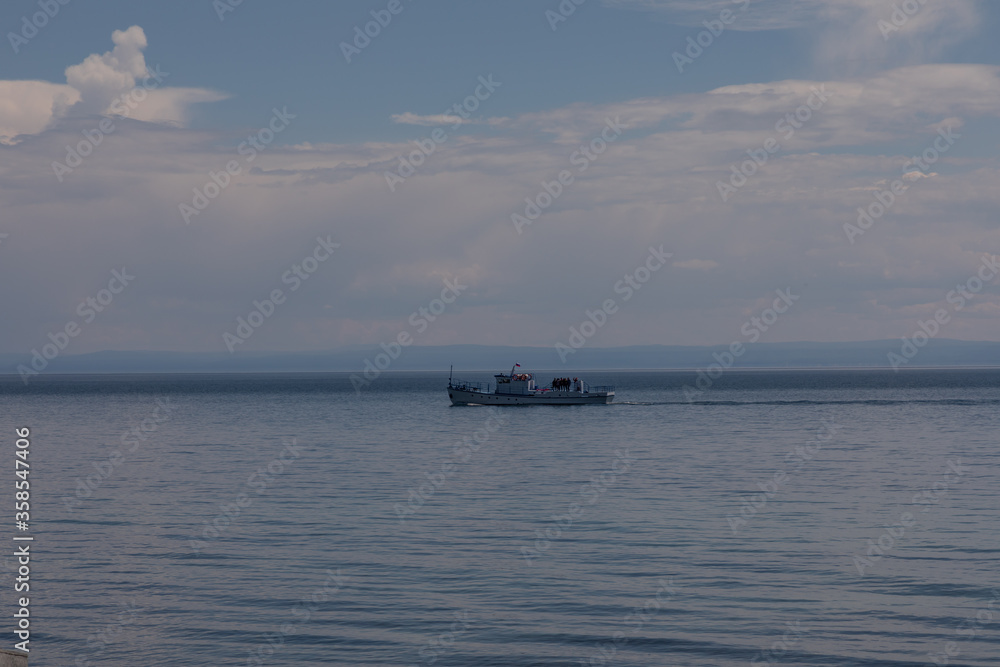 Pleasure boat on the water on Lake Baikal
