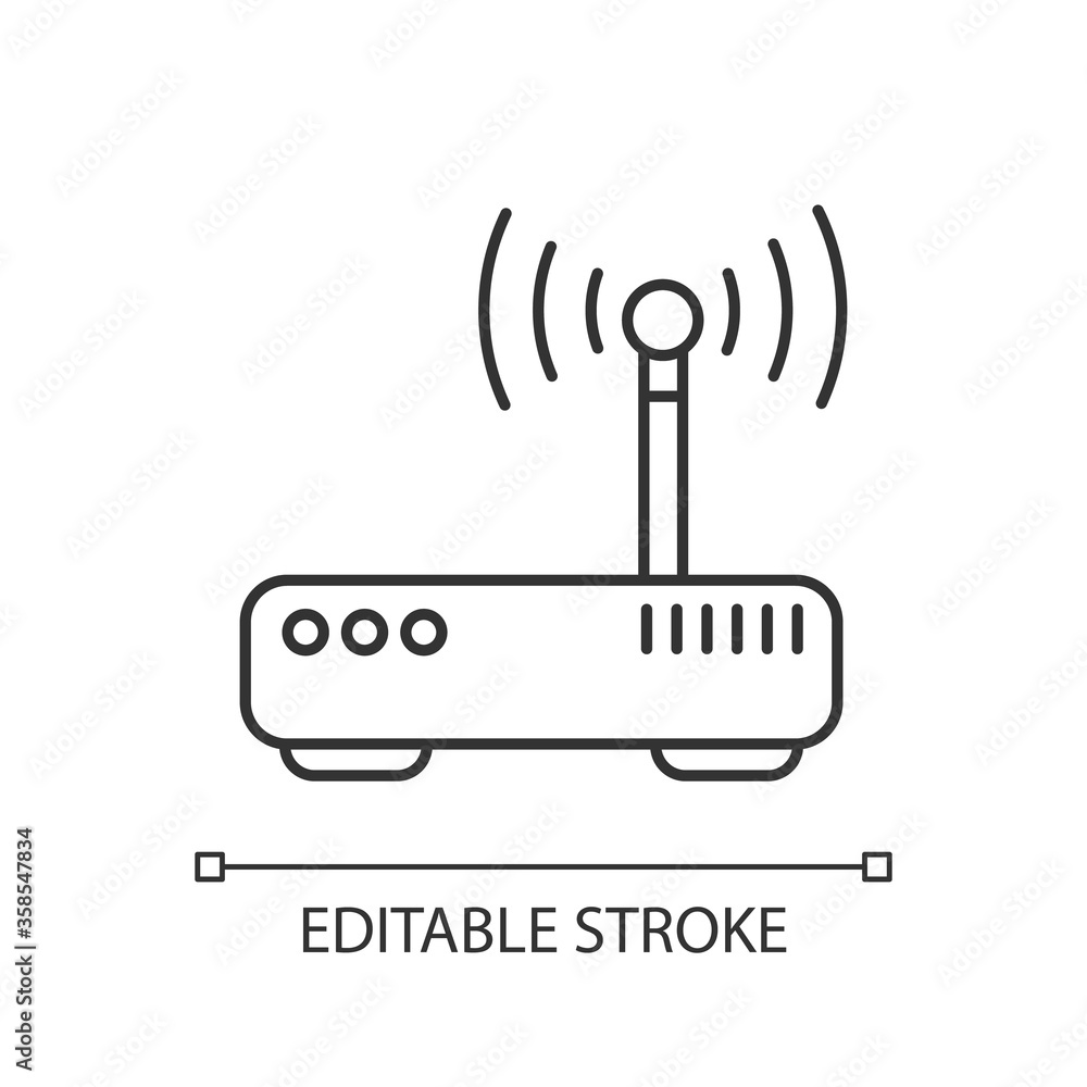 Gateway linear icon. Tunnel proxy server, wireless internet connection access point thin line customizable illustration. Contour symbol. Wi fi router vector isolated outline drawing. Editable stroke Gateway linear icon. Tunnel proxy server, wireless internet connection access point thin line customizable illustration. Contour symbol. Wi fi router vector isolated outline drawing. Editable stroke