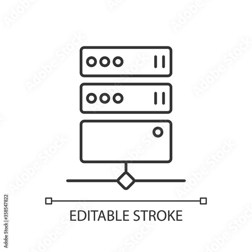 Proxy server linear icon. Online resource access. Internet privacy and virtual traffic routing thin line customizable illustration. Contour symbol. Vector isolated outline drawing. Editable stroke