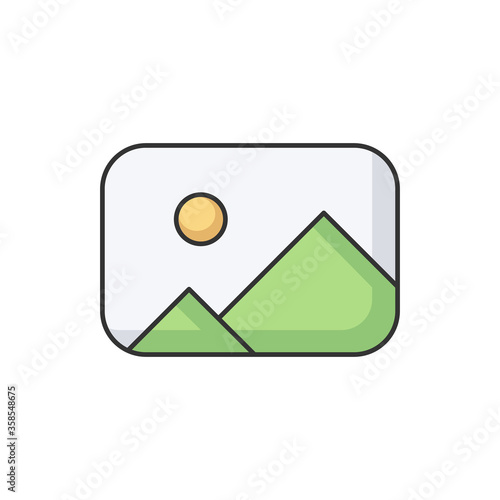 Placeholder RGB color icon. Image gallery. Photo thumbnail. Available album. Digital media. Multimedia file. Visual content. Photo snapshot. Artwork on canvas. Isolated vector illustration