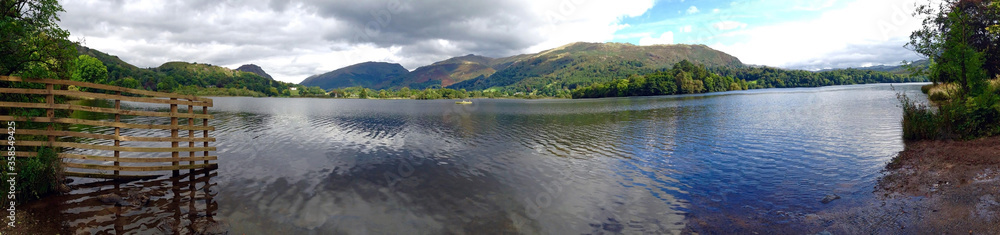 panorama view of Grasmere in the Lake District, Cumbria, UK