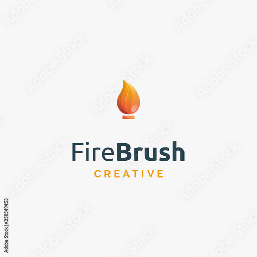simple and creative brush fire logo design inspiration