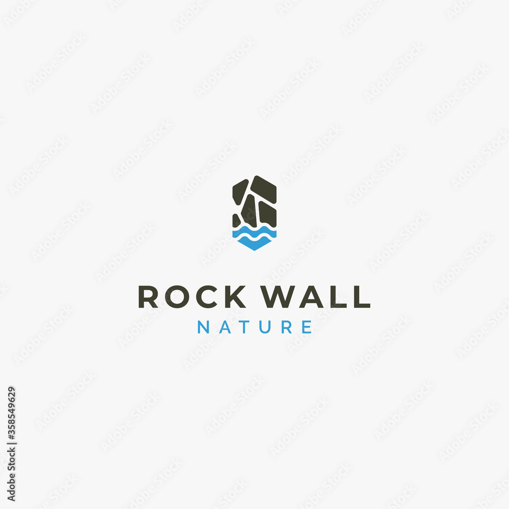 simple and creative nature rock or stone with water logo design inspiration simple and creative nature rock or stone with water logo design inspiration
