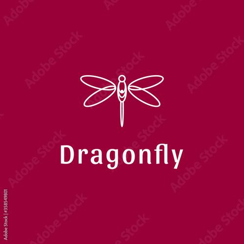 simple, luxury, creative line art or monoline nature dragonfly logo design inspiration
