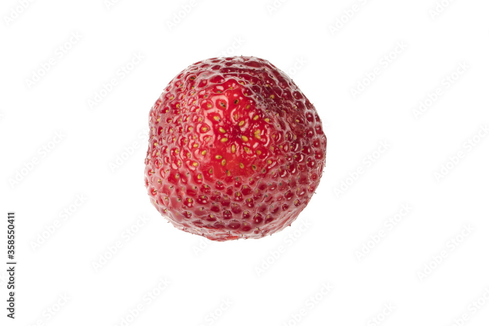 One strawberry on a white background in isolation One strawberry on a white background in isolation