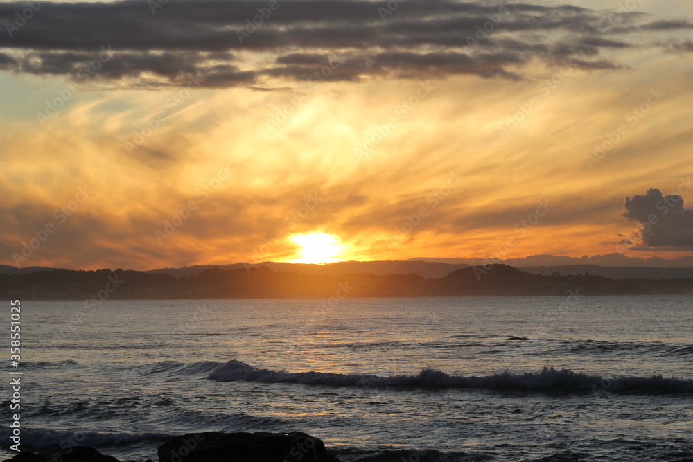 Sunset at Rainbow Bay Beach in Gold Coast. Australia. June ‎12, ‎2020