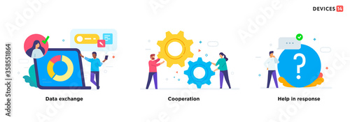 People use gadgets. set of icons, illustration. Smartphones tablets user interface social media.Flat illustration Icons infographics. Landing page site print poster.