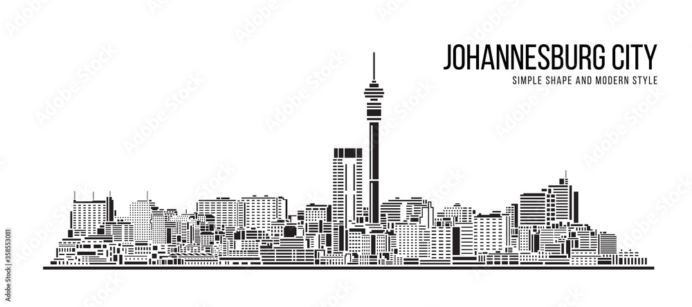 Obraz premium Cityscape Building Streszczenie Prosty kształt i sztuka w nowoczesnym stylu Projekt wektorowy - miasto Johannesburg