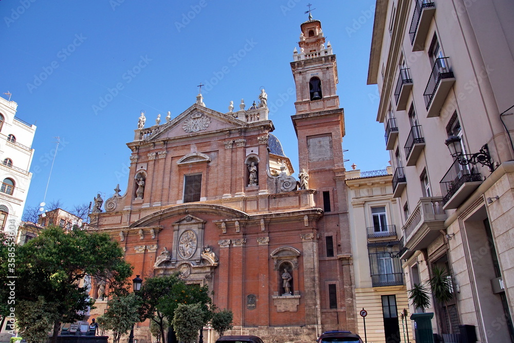 Facade of the Santo Tomas church in Valencia Spain