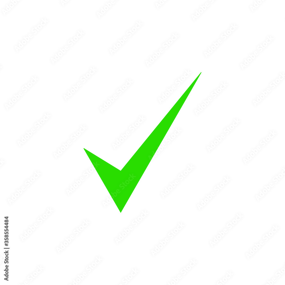 Green check mark icon. Tick symbol in green color, vector illustration. Green check mark icon. Tick symbol in green color, vector illustration.