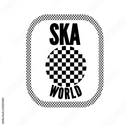 Εκτύπωση καμβά Ska world logo with typical check style globe design & border
