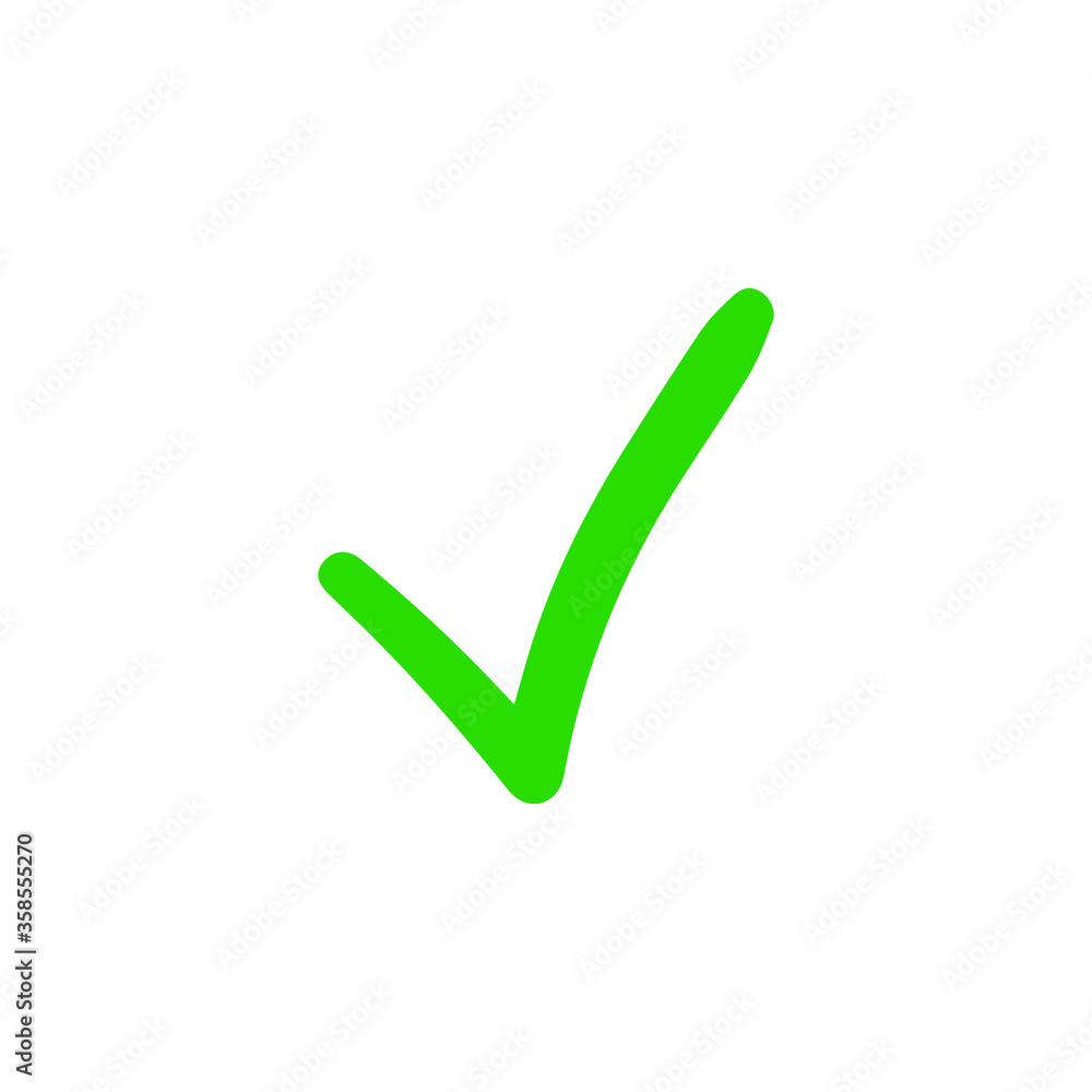 Green check mark icon. Tick symbol in green color, vector illustration. Green check mark icon. Tick symbol in green color, vector illustration.
