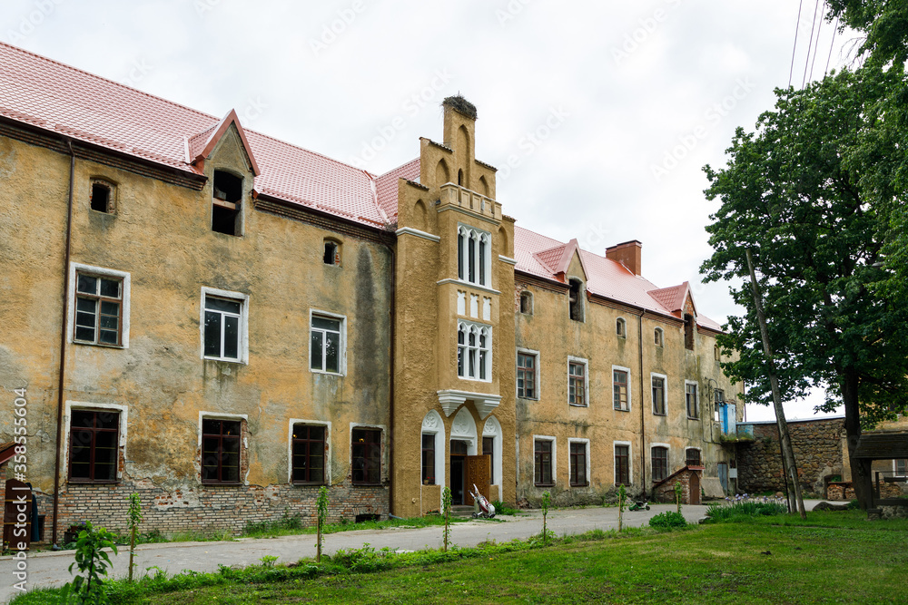 The old abandoned prussian castle of Waldau in Kaliningrad, Russia