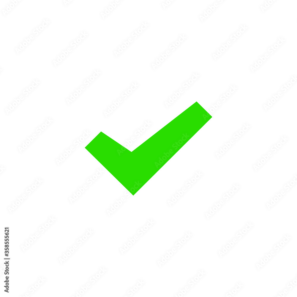 Green check mark icon. Tick symbol in green color, vector illustration. Green check mark icon. Tick symbol in green color, vector illustration.
