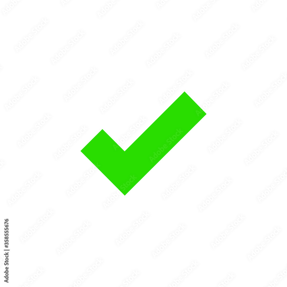 Green check mark icon. Tick symbol in green color, vector illustration. Green check mark icon. Tick symbol in green color, vector illustration.