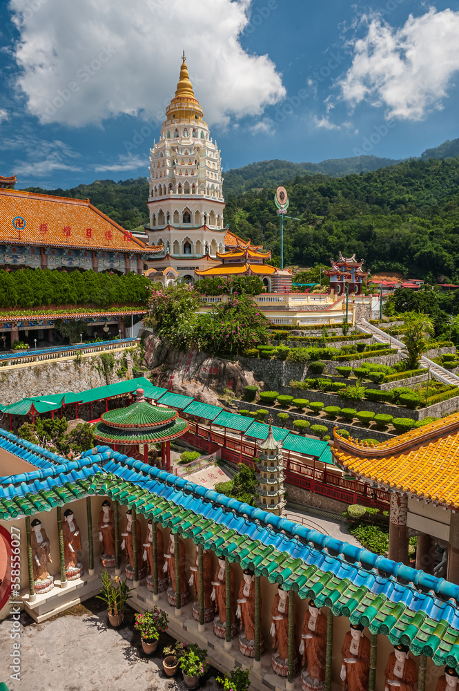 Wide view of Kek Lok Si Temple Complex, George Town, Penang, Malaysia