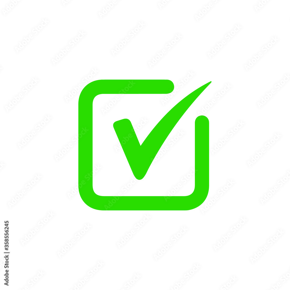 Green check mark icon. Tick symbol in green color, vector illustration. Green check mark icon. Tick symbol in green color, vector illustration.
