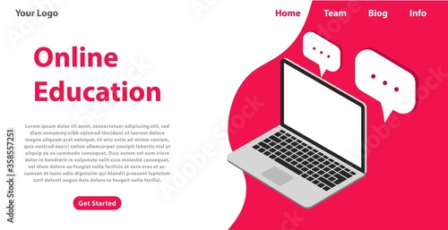 Online Education Flat Vector illustration for website and mobile website . Landing page template. Easy to edit and customize. 
