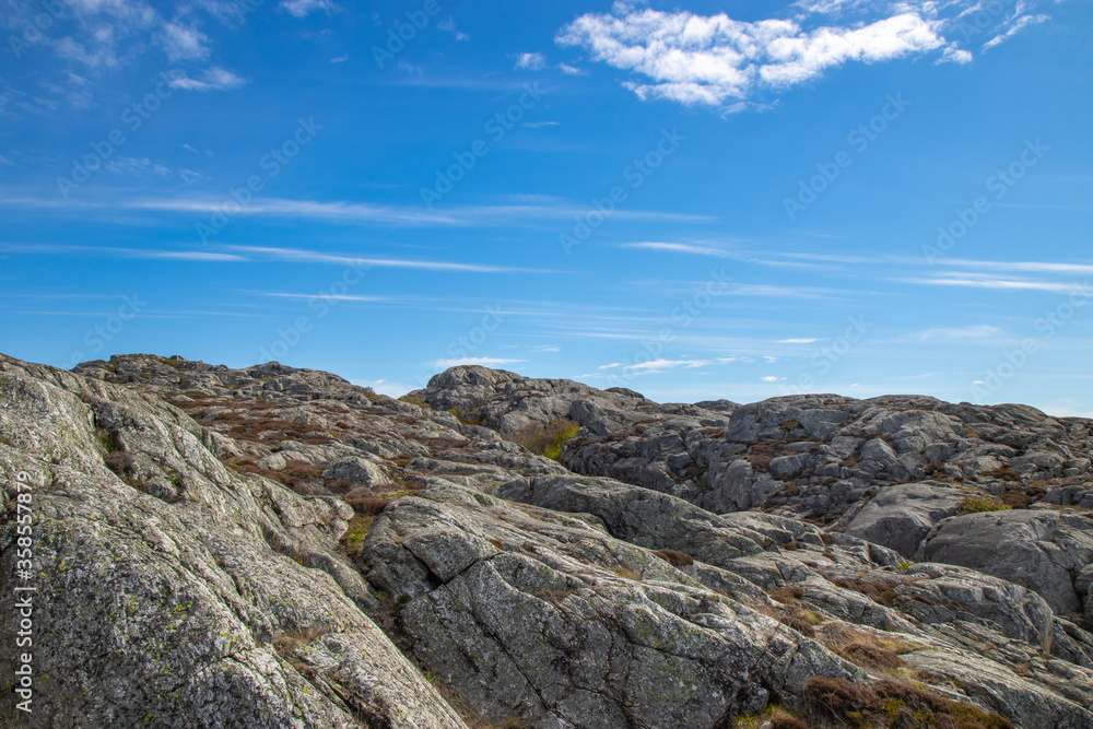 Swedish seascape in summertime. Rocks and blue sky