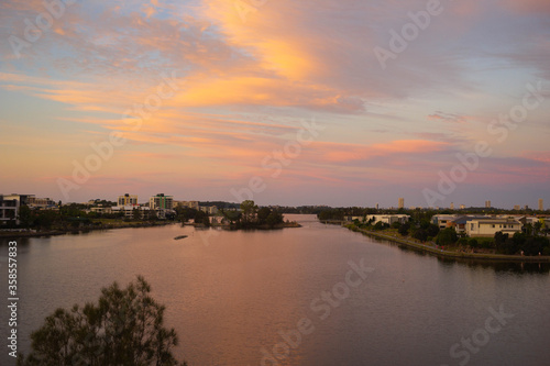 Sunset at Lake Orr in Varsity Lakes. Gold Coast, Australia. April ‎21, ‎2020