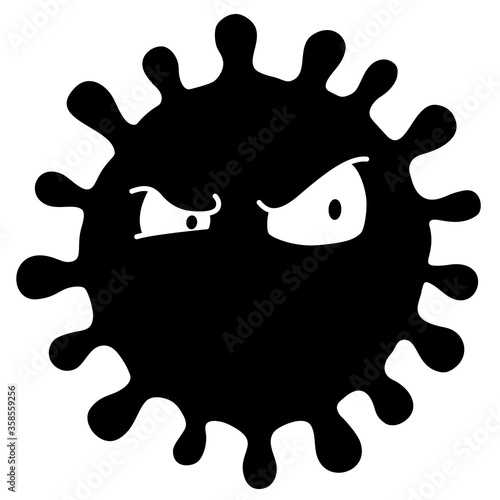 Angry corona virus. Vector cartoon character hand drawn style.