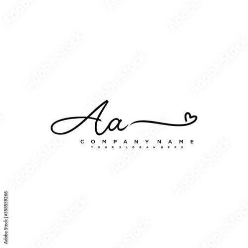 AA initials signature logo. Handwriting logo vector templates. Hand drawn Calligraphy lettering Vector illustration. photo
