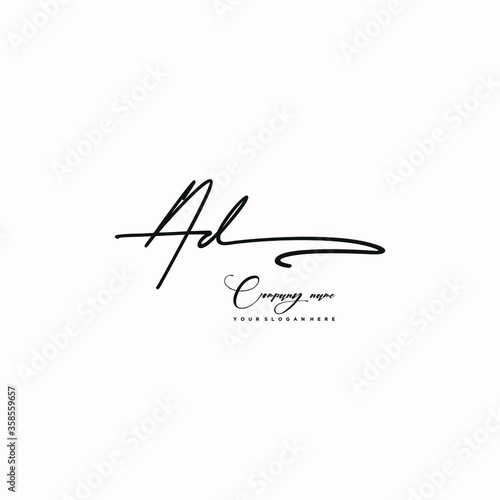 AD initials signature logo. Handwriting logo vector templates. Hand drawn Calligraphy lettering Vector illustration.