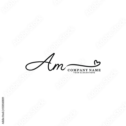 AM initials signature logo. Handwriting logo vector templates. Hand drawn Calligraphy lettering Vector illustration.