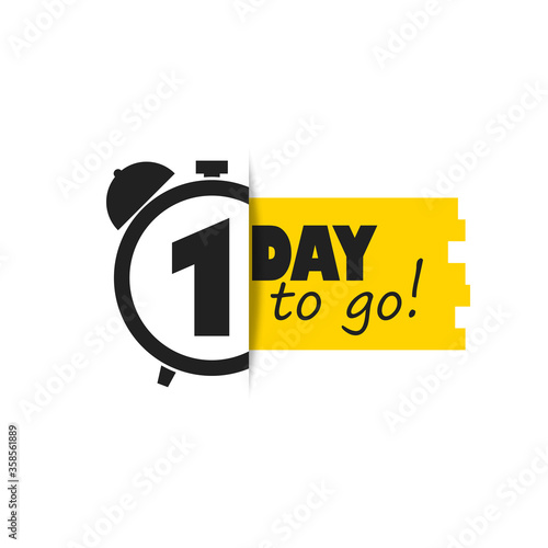 1 day to go, left countdown isolated flat icon. Vector illustration