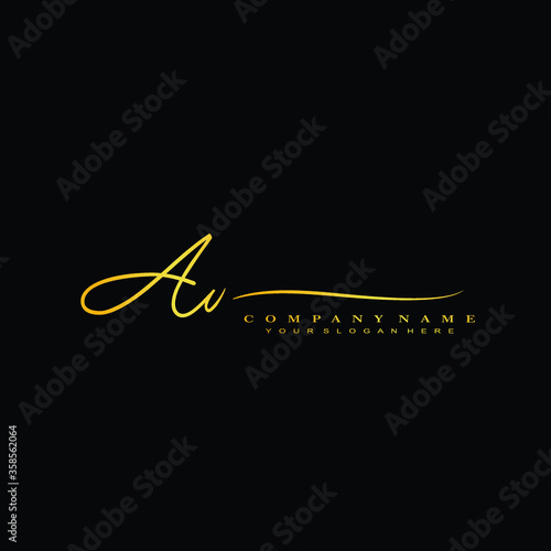 AV initials signature logo. Handwriting logo vector templates. Hand drawn Calligraphy lettering Vector illustration.