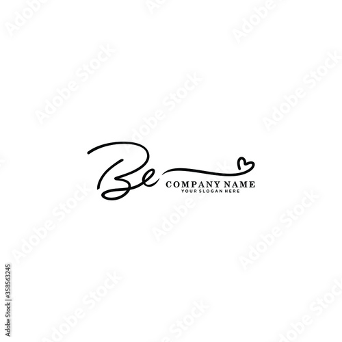 BE initials signature logo. Handwriting logo vector templates. Hand drawn Calligraphy lettering Vector illustration.