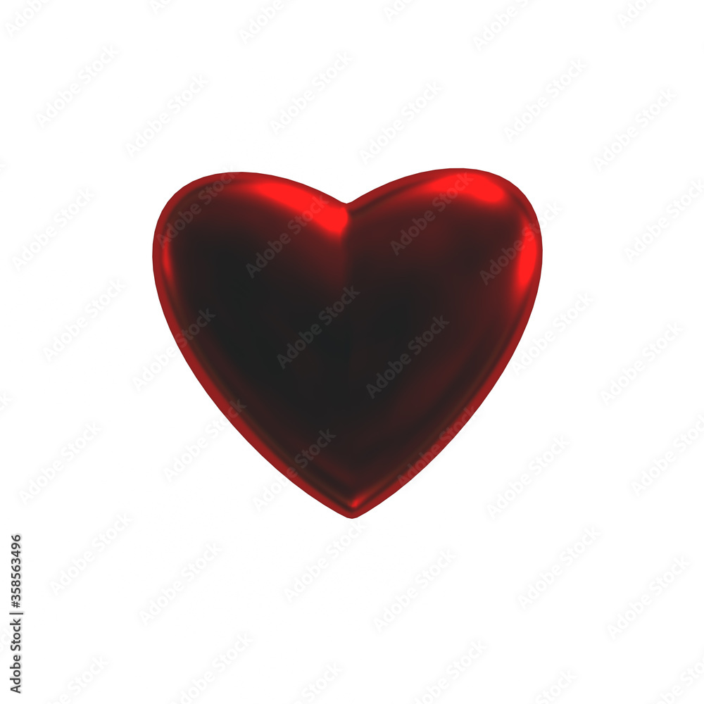 bright red heart on a white background