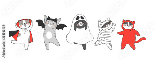 Draw collection cute cat.For Halloween day.