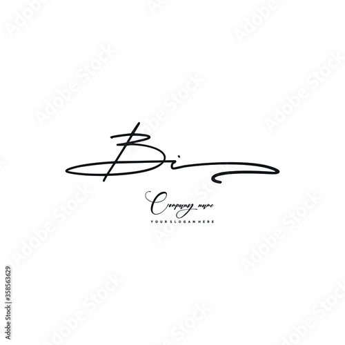 BI initials signature logo. Handwriting logo vector templates. Hand drawn Calligraphy lettering Vector illustration.