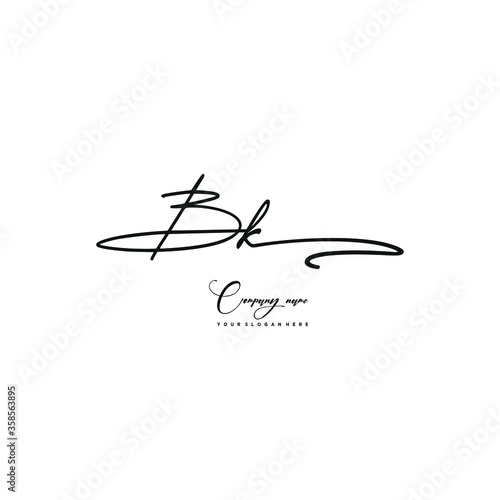 BK initials signature logo. Handwriting logo vector templates. Hand drawn Calligraphy lettering Vector illustration.