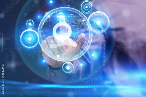 Wallpaper Mural Business, Technology, Internet and network concept. Young businessman working on a virtual screen of the future and sees the inscription: Torontodigital.ca