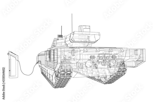 Electric Tank Charging Station Sketch. Vector