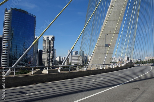 Sao Paulo Brazil  cable-stayed bridge  cityscape.  ponte estaiada 